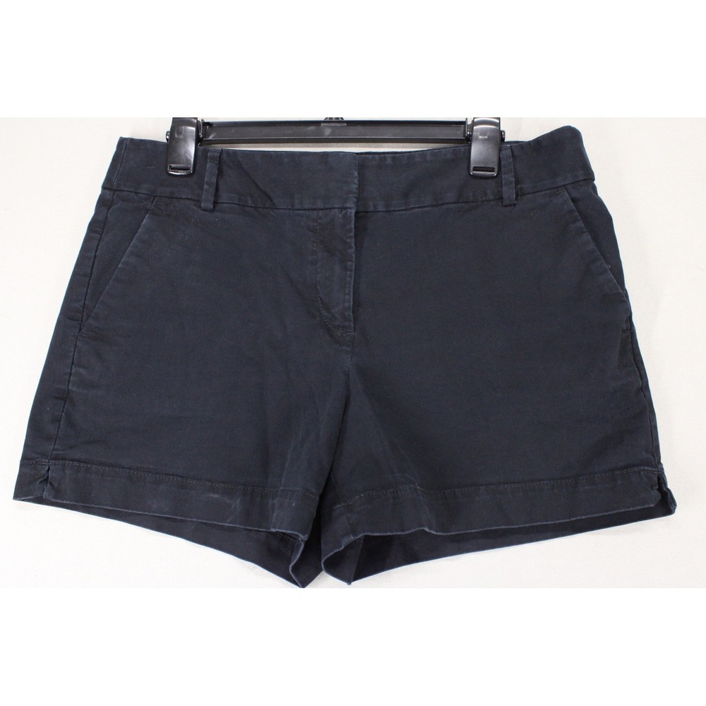 Ann Taylor Loft Chino Shorts Womens 10 Navy Blue Cotton Twill Preppy Minimalist